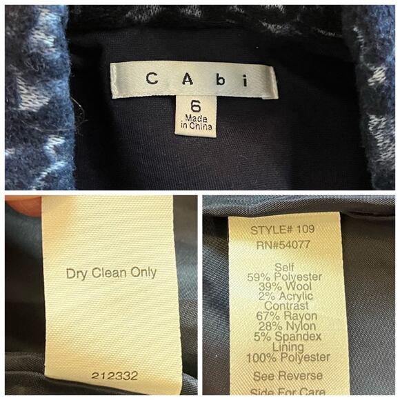 Cabi Women’s Blazer #109 Jacquard Velvet One Button Pockets Blue Paisley Size 6 - Picture 11 of 12